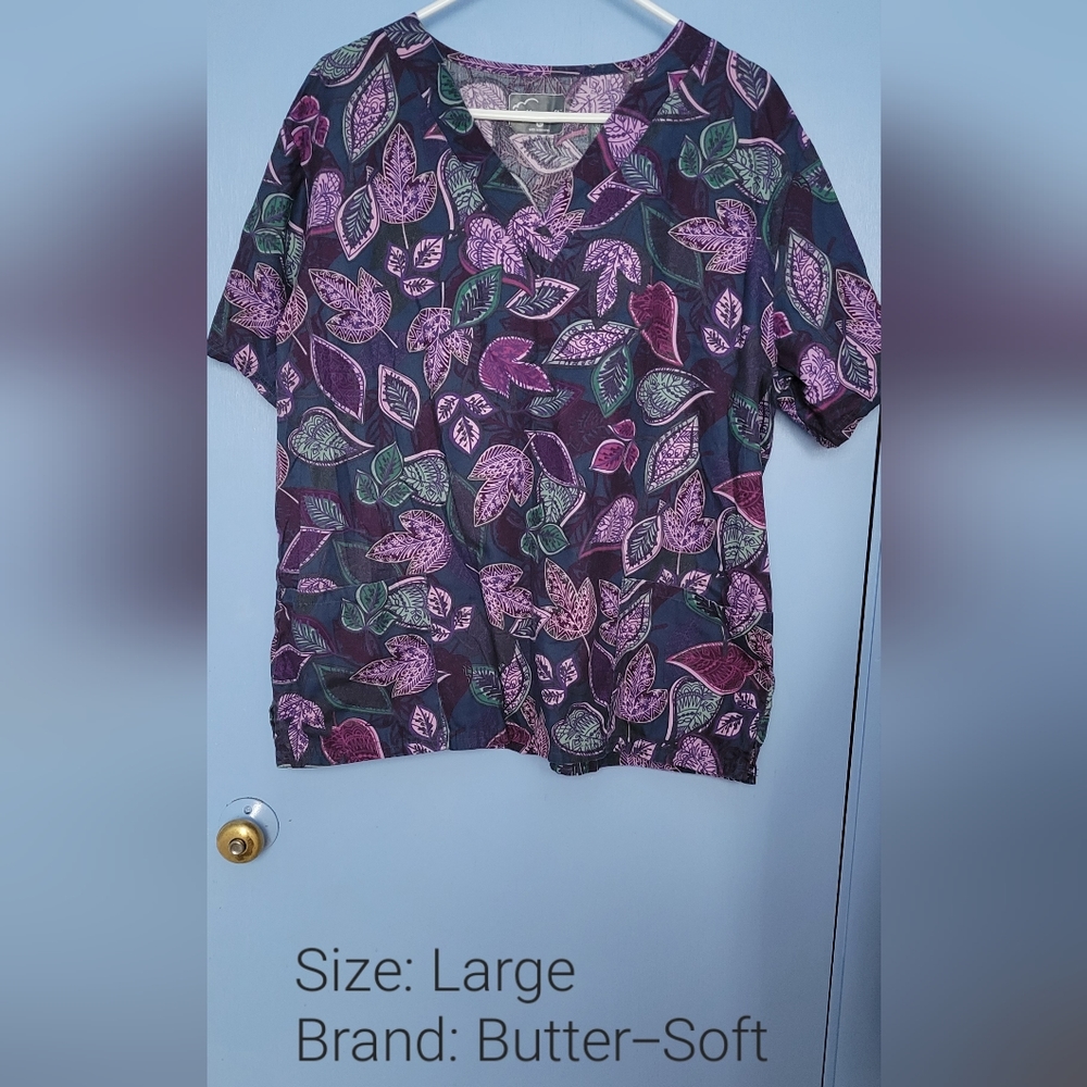 Butter-Soft Scrub top: Large/Purple